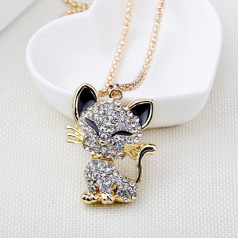 Long Cat Necklace - Cat necklace