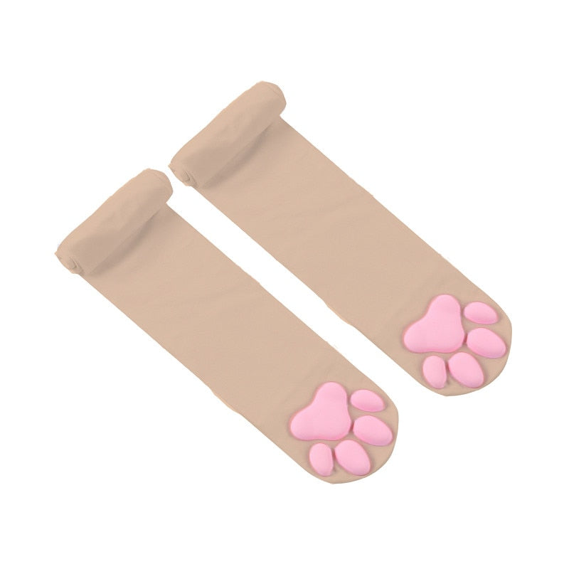 Long Cat Socks - Beige / One Size - Cat Socks