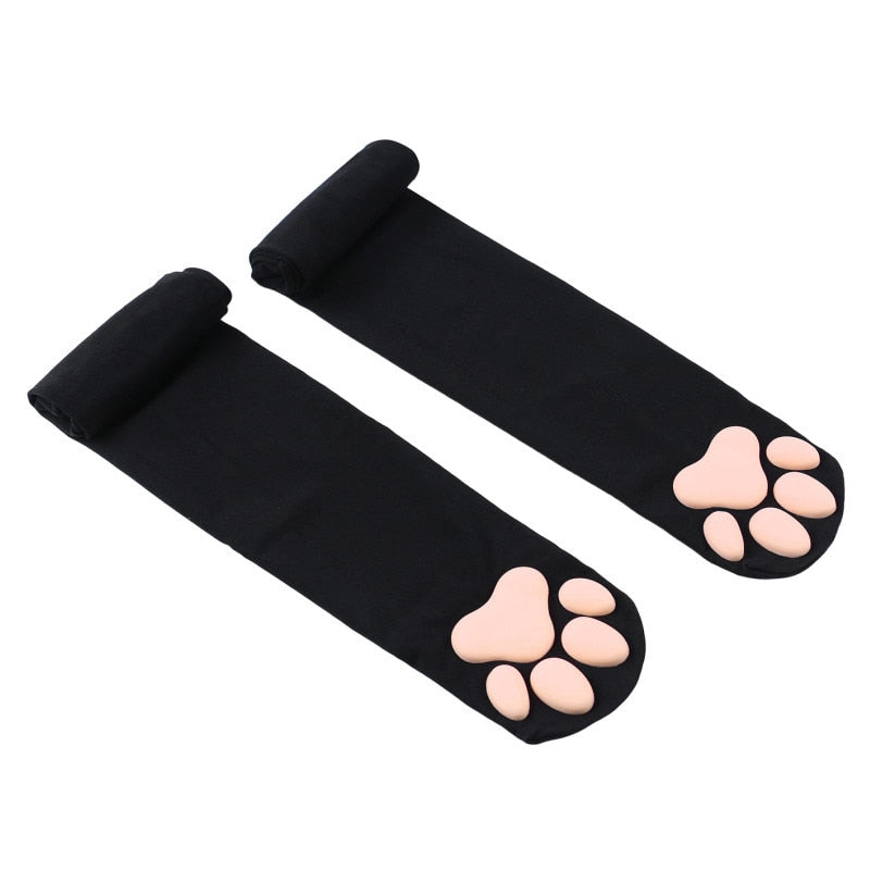 Long Cat Socks - Black-Beige / One Size - Cat Socks