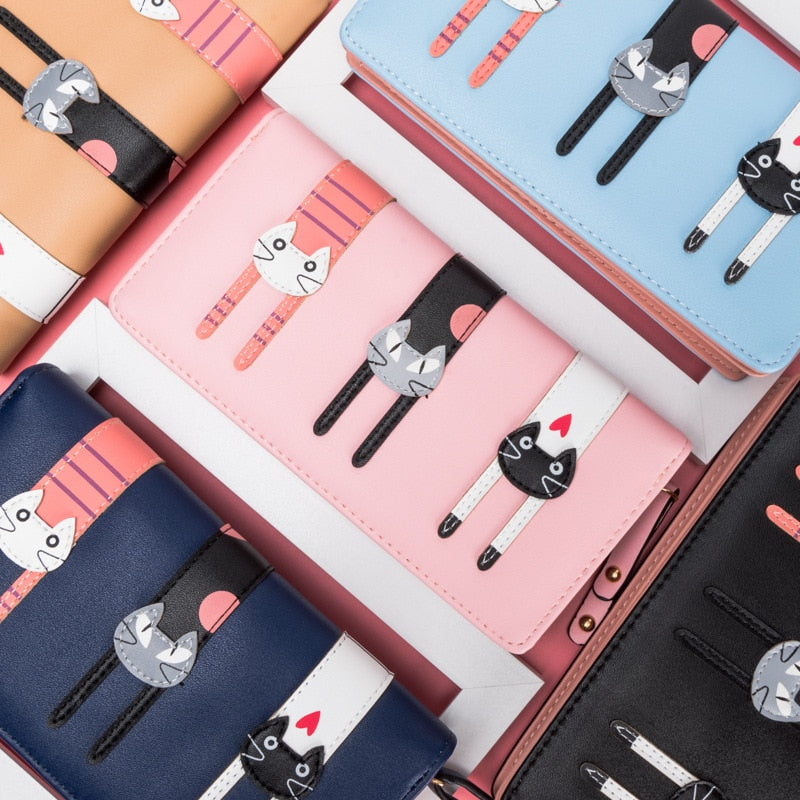 Long Leather Cat Purse - Cat purse