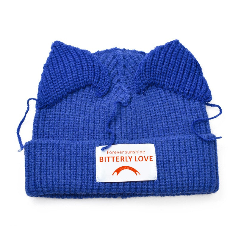 Loverboy cat Beanie - blue Bitterly / M 56-58cm - Cat beanie