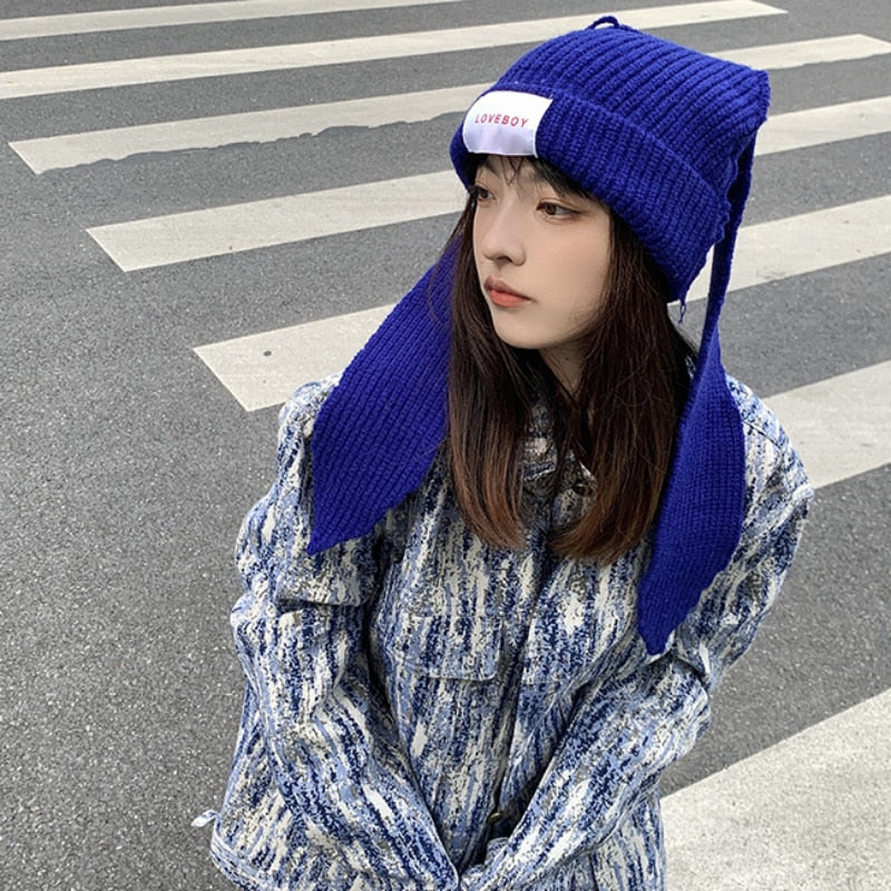 Loverboy cat Beanie - blue rabbit / M 56-58cm - Cat beanie