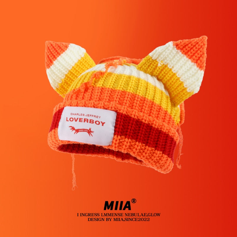 Loverboy cat Beanie - orange yellow / M 56-58cm - Cat beanie