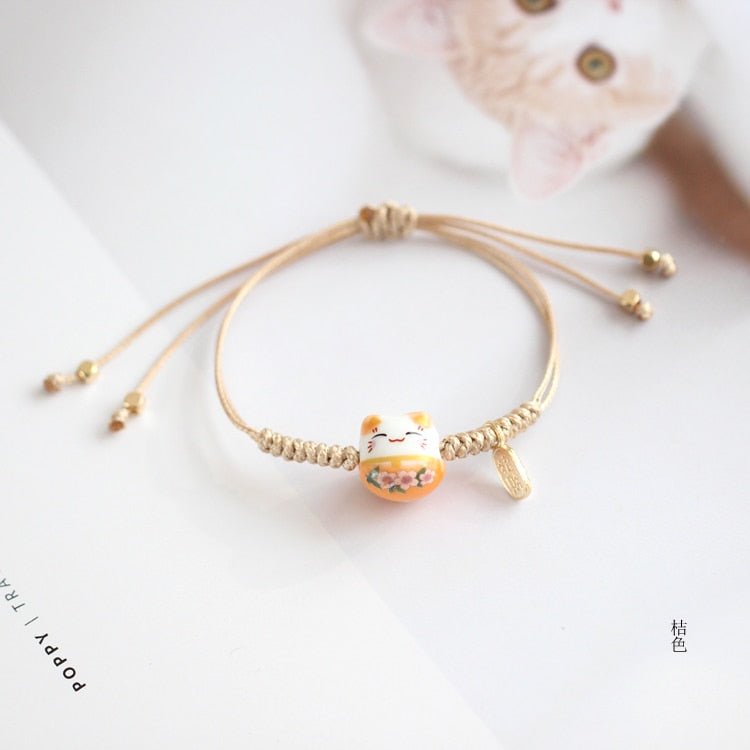 Lucky Cat Bracelet - Cream - Cat bracelet