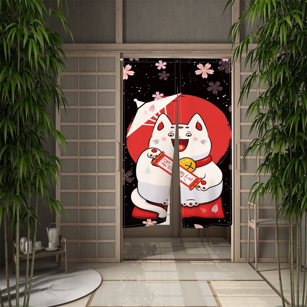 Lucky Cat Curtains - Red / 55x90cm - cat curtains