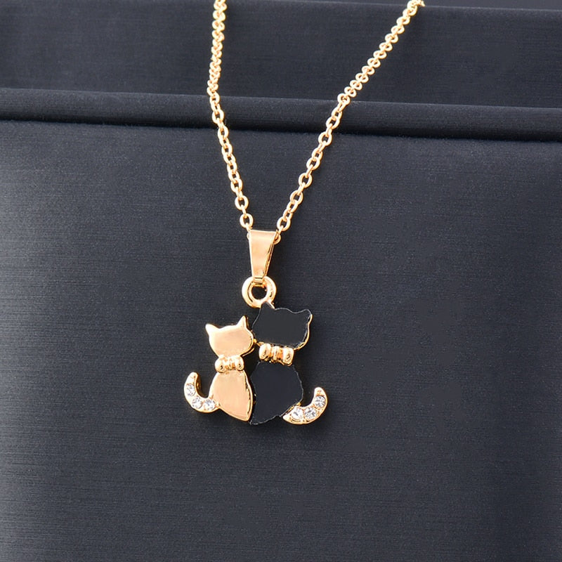 Matching Cat Necklaces - Gold - Cat necklace