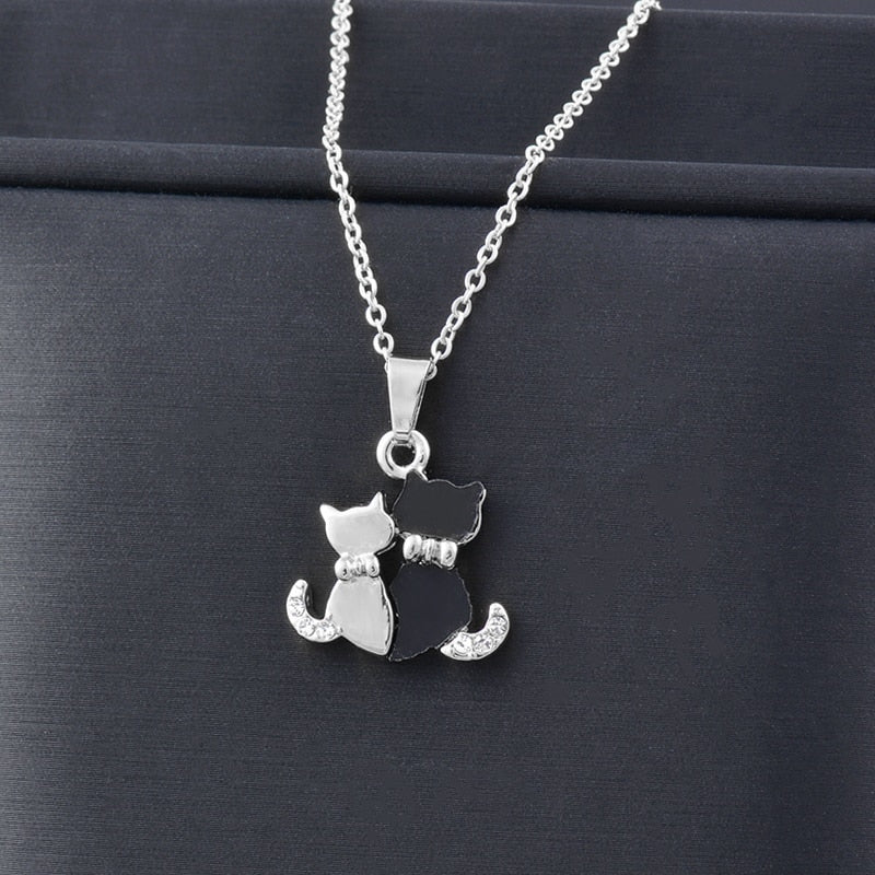 Matching Cat Necklaces - Silver - Cat necklace