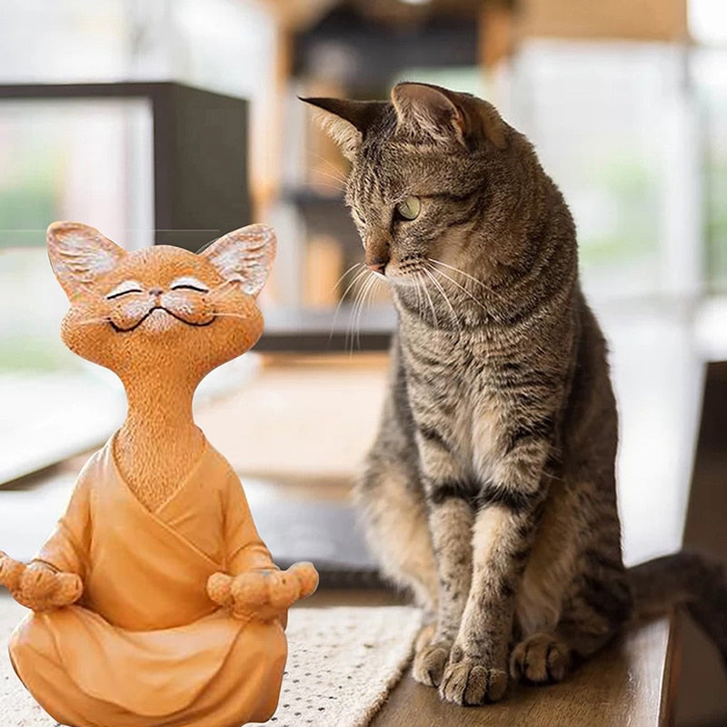 Meditating Cat Statue