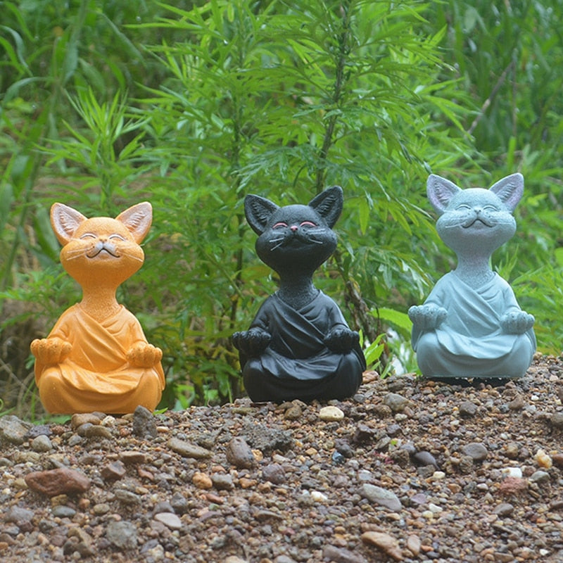 Meditating Cat Statue