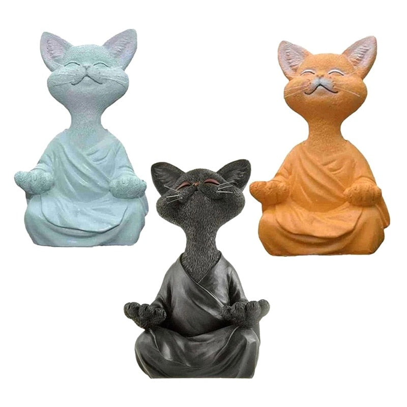 Meditating Cat Statue