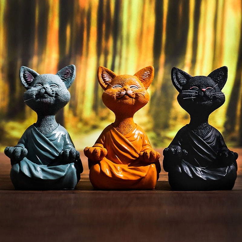 Meditating Cat Statue