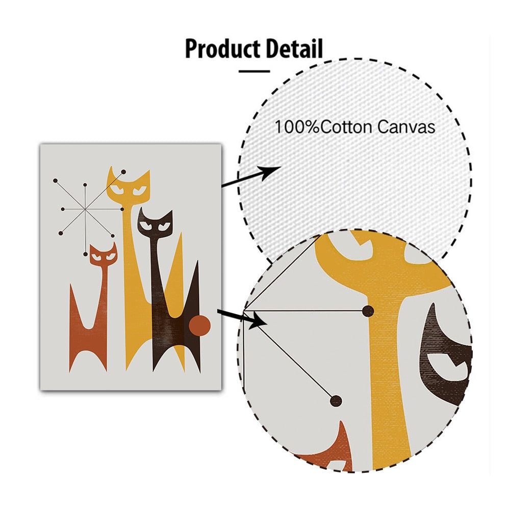 Mid Century Cat Wall Art