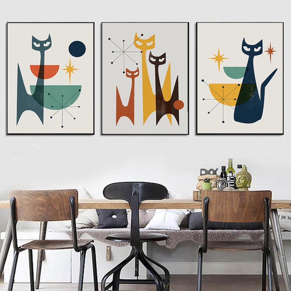 Mid Century Cat Wall Art