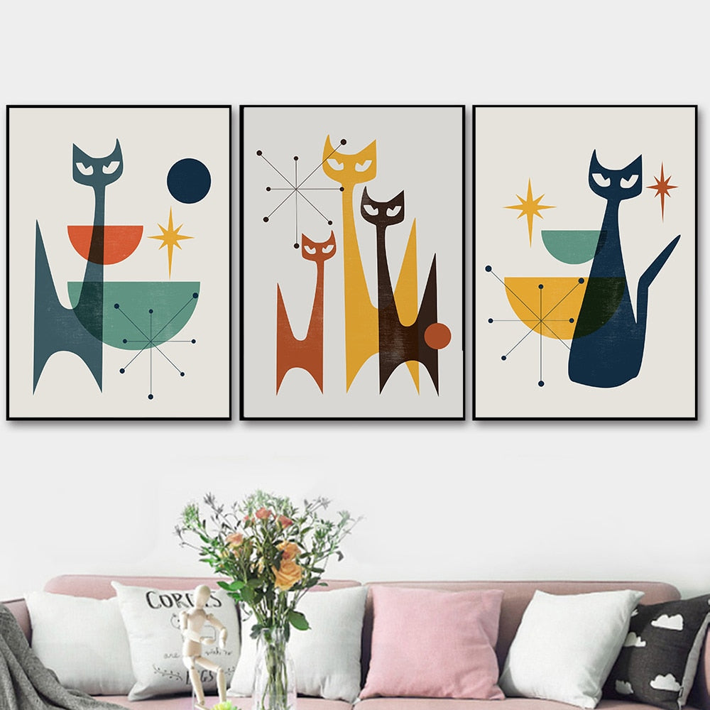 Mid Century Cat Wall Art