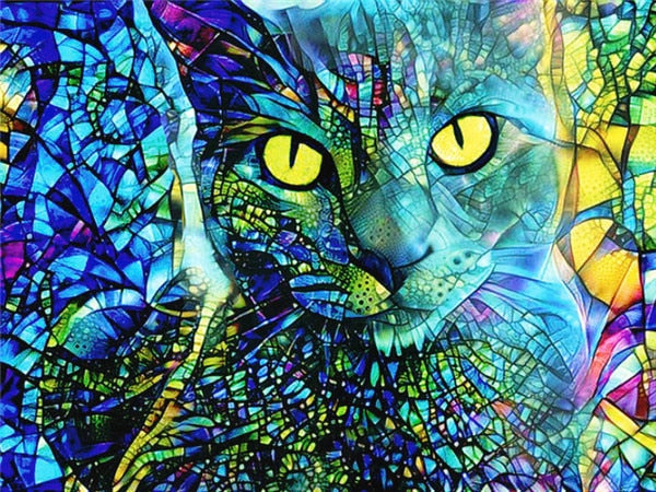 Midnight Cat Diamond Painting - Green / Full Square 20X30cm