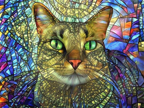Midnight Cat Diamond Painting - Gold / Full Square 20X30cm