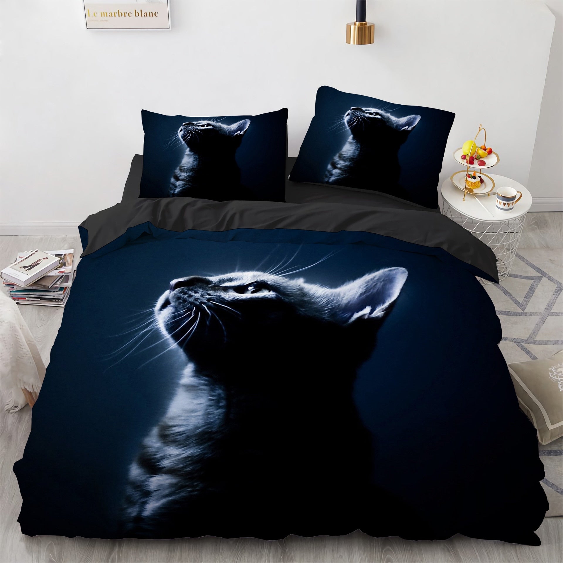 Midnight Cat Duvet Cover - Light / 70x133cm 2pcs