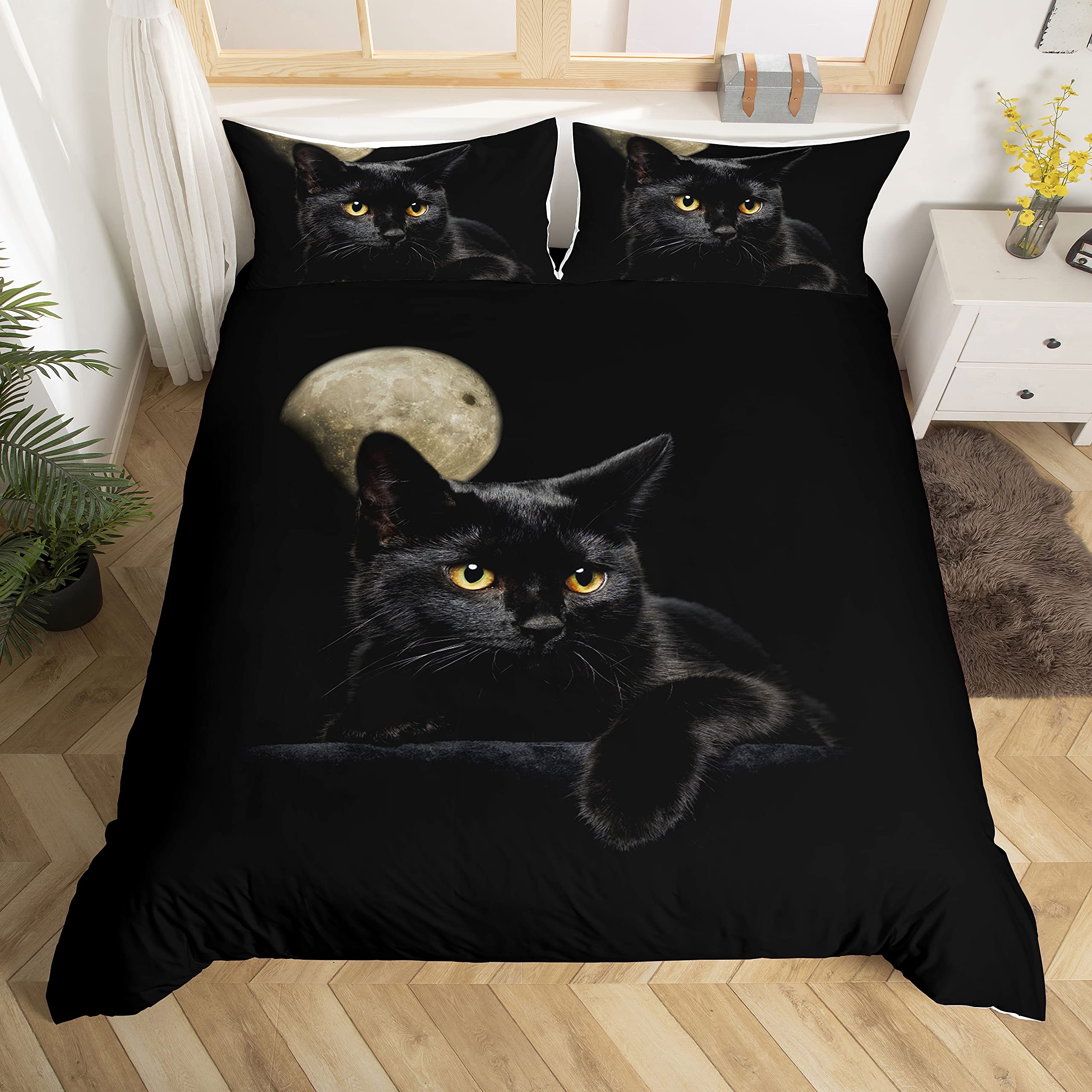 Midnight Cat Duvet Cover - Moon / 70x133cm 2pcs
