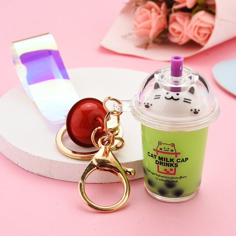 Milktea Cat Keychain - Green - Cat Keychains