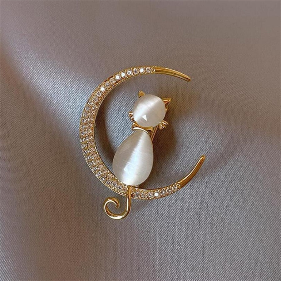 Moon cat Brooch - Moon cat Brooch