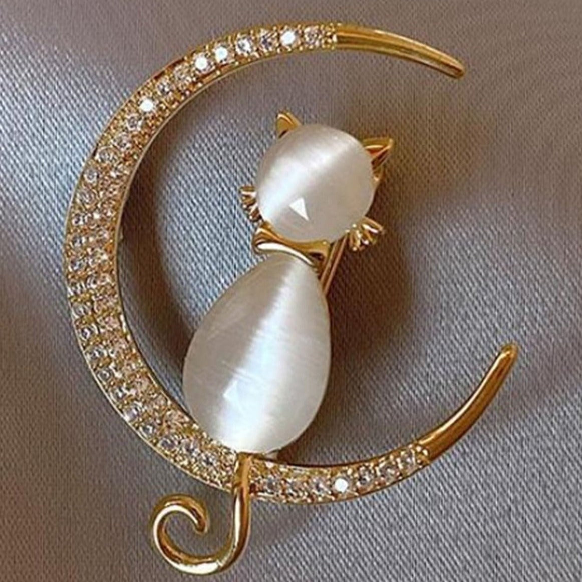 Moon cat Brooch - Moon cat Brooch