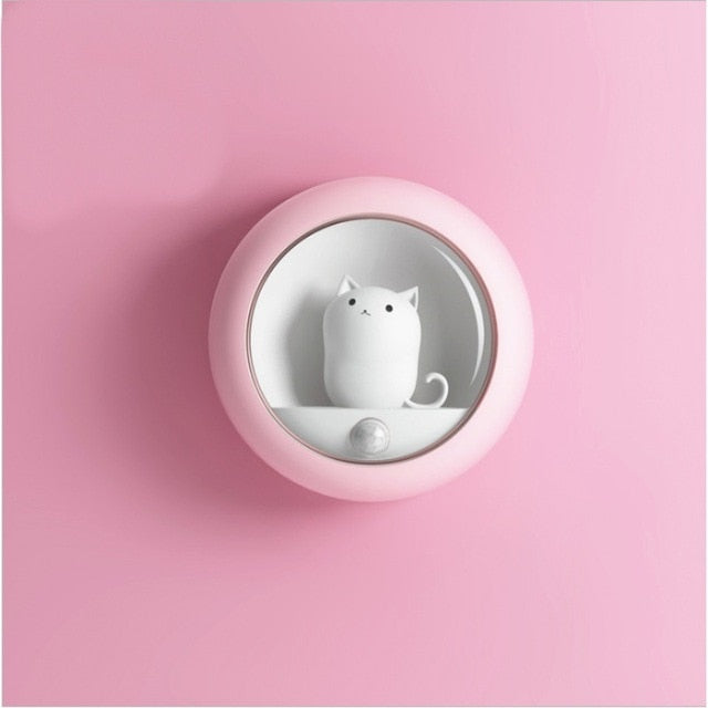 Motion Sensor Cat Night Light - Pink