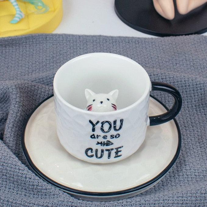 Mug With Cat Inside - Grey / 200ml