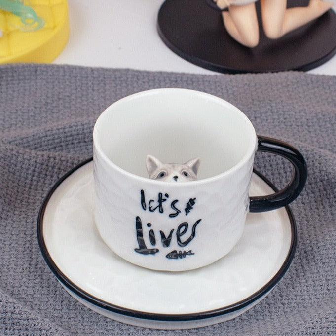 Mug With Cat Inside - White / 200ml