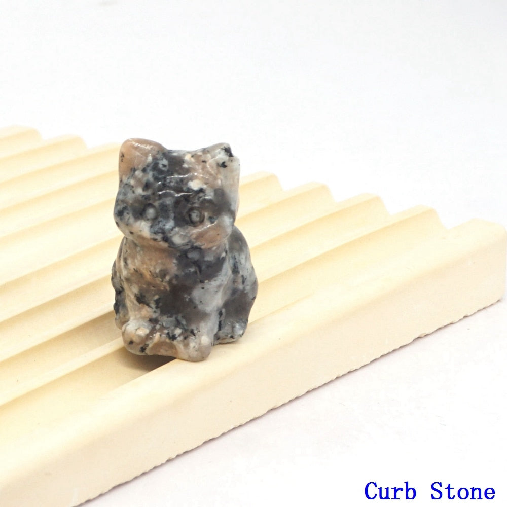 Natural Crystal Cat Figurines - Curb Stone / 1pc