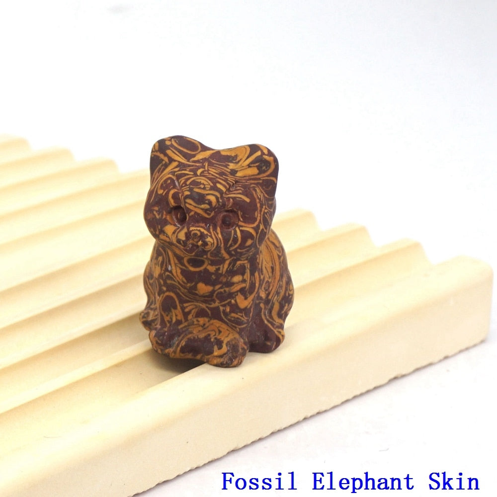 Natural Crystal Cat Figurines - Fossil Elephant Skin / 1pc