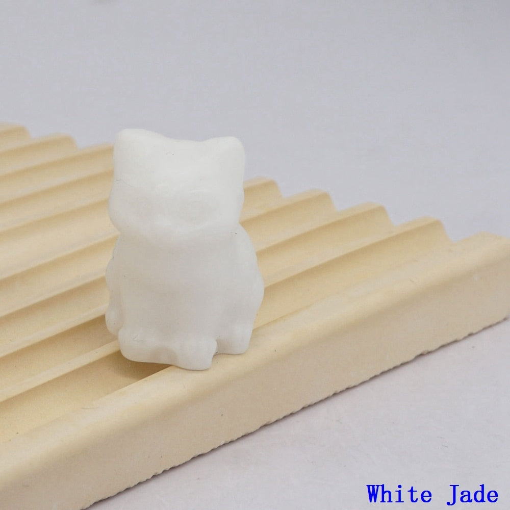 Natural Crystal Cat Figurines - White Jade / 1pc