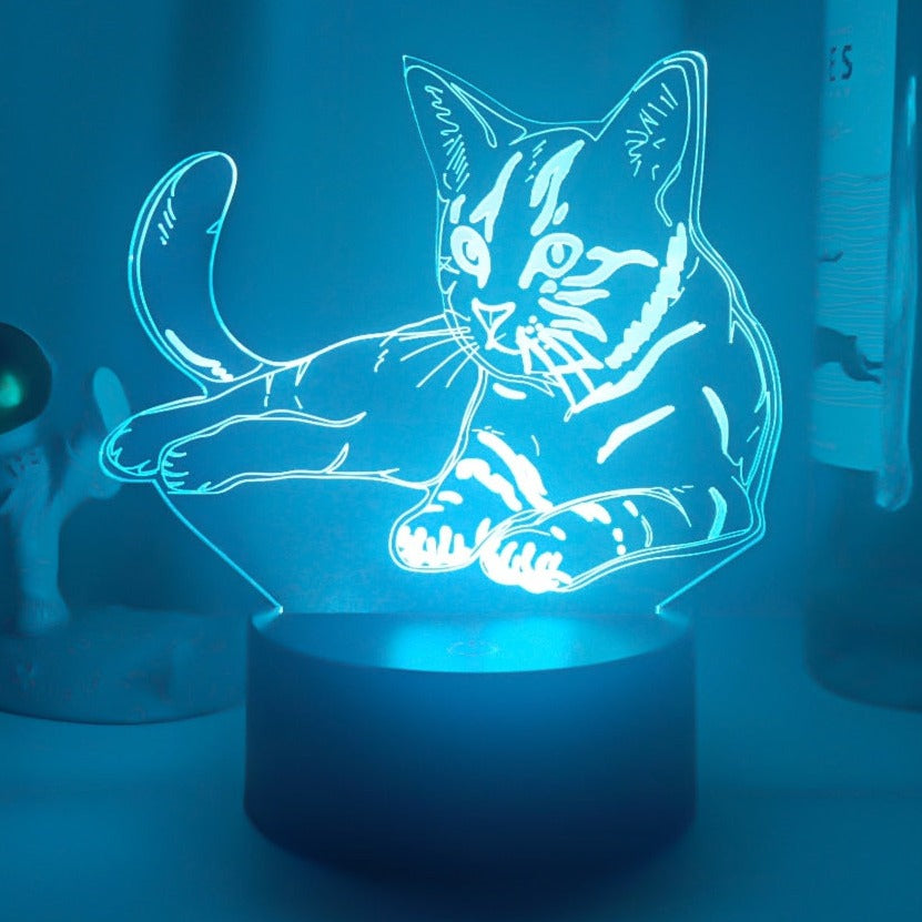 Night Light Cat - Black / 7 Color No Remote / China