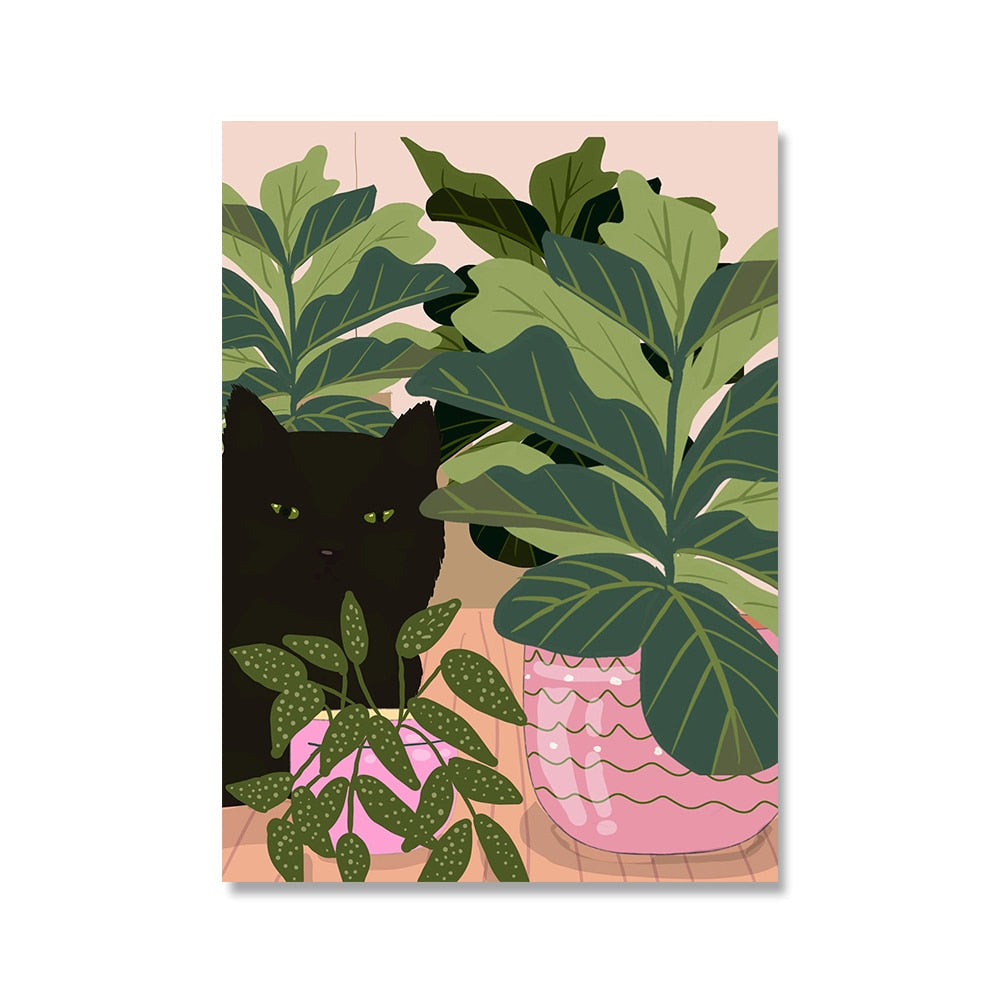 Outdoor Cat Wall Art - 13x18cm no frame / Navy Blue