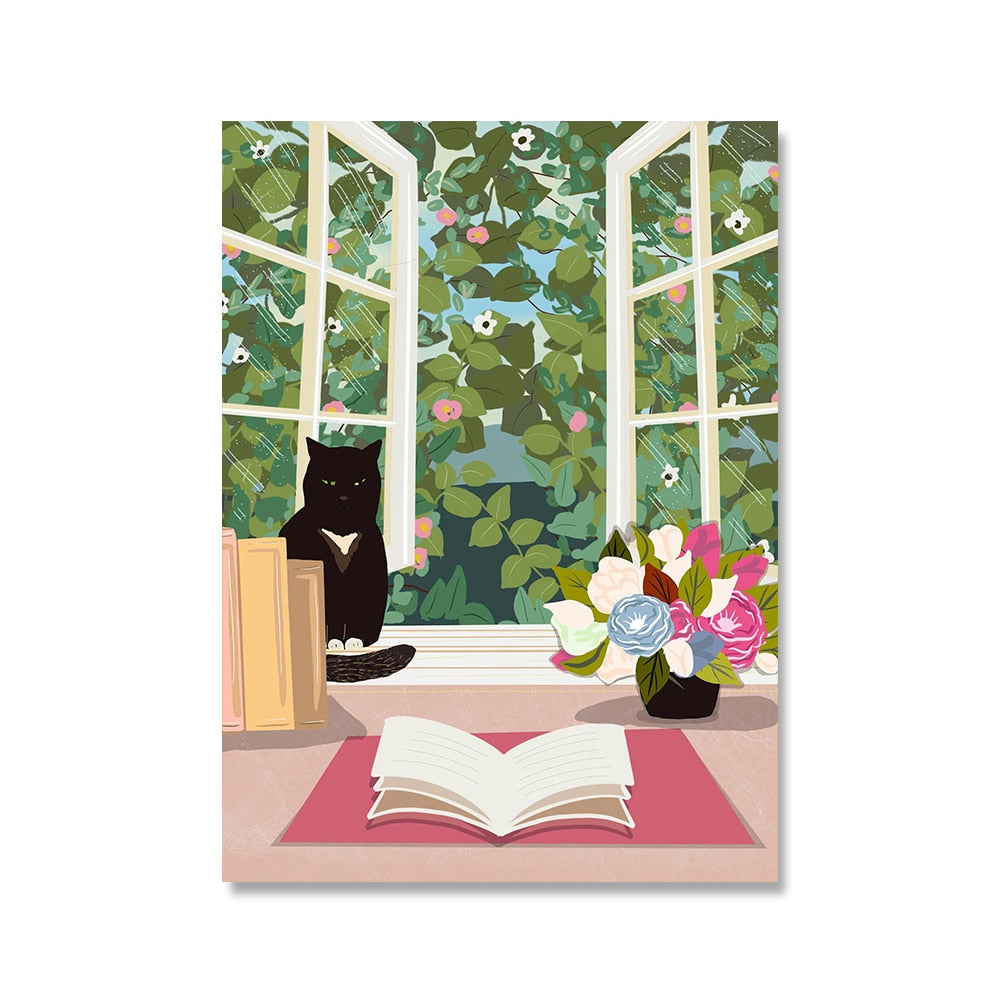 Outdoor Cat Wall Art - 13x18cm no frame / Yellow