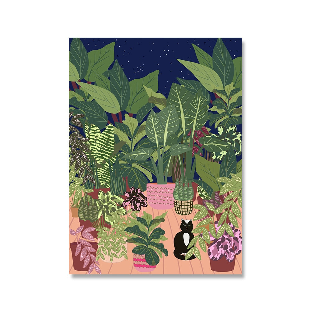 Outdoor Cat Wall Art - 13x18cm no frame / Purple