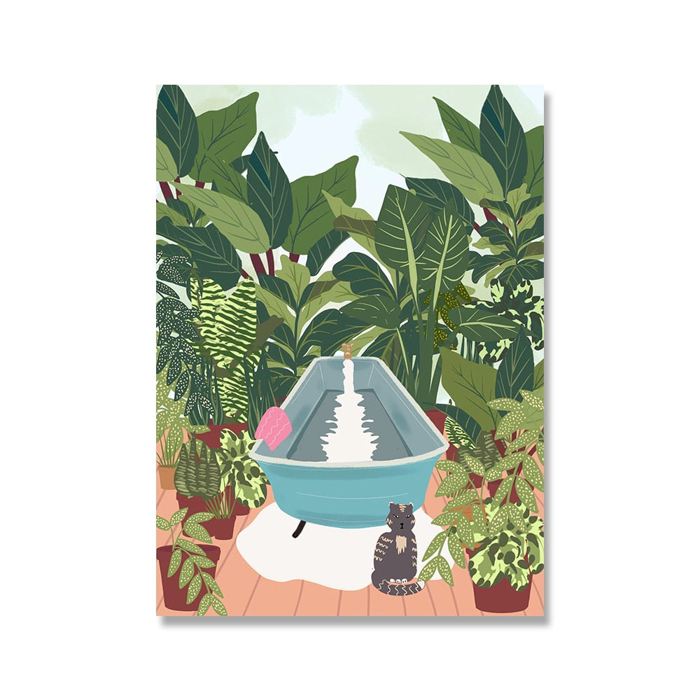 Outdoor Cat Wall Art - 13x18cm no frame / Red