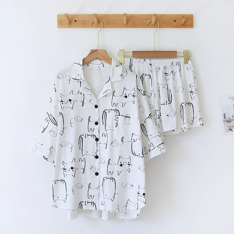 Pajamas for Cat Lovers - Short / M / CHINA - Cat pajamas