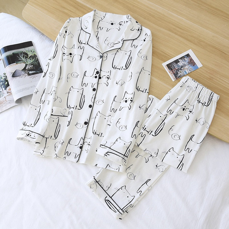Pajamas for Cat Lovers - Long / M / CHINA - Cat pajamas