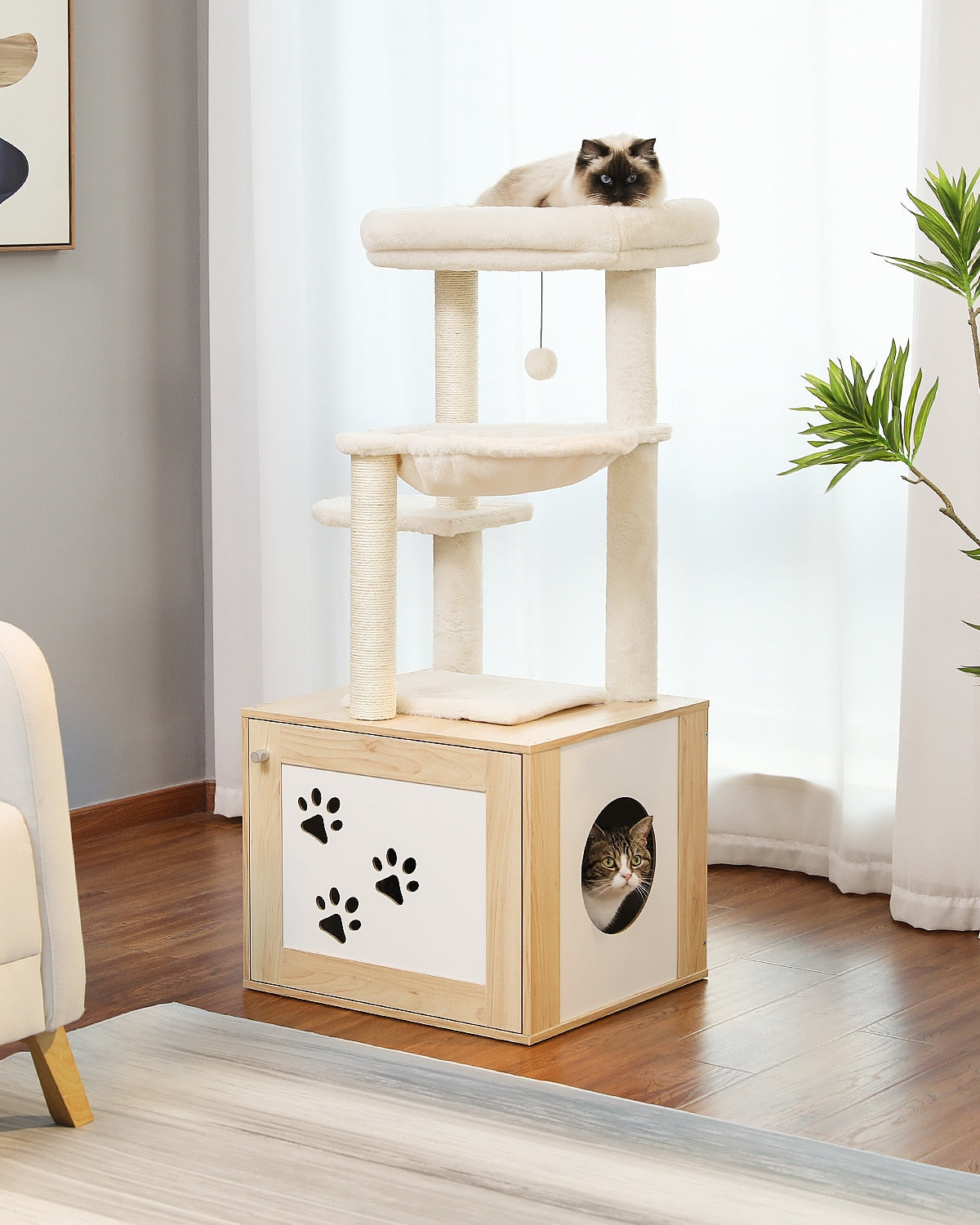 Paw Cat Tree - Beige / XL / United States