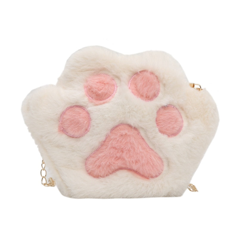 Paw Crossbody Cat Purse - White - Cat purse