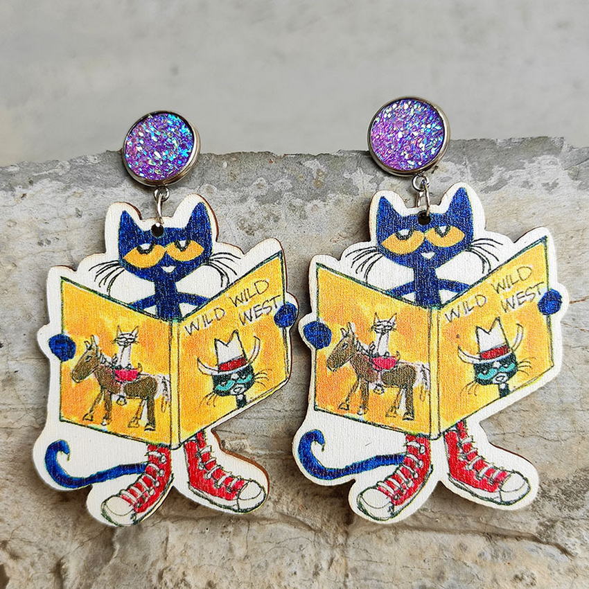 Pete the Cat Earrings - Cat earrings