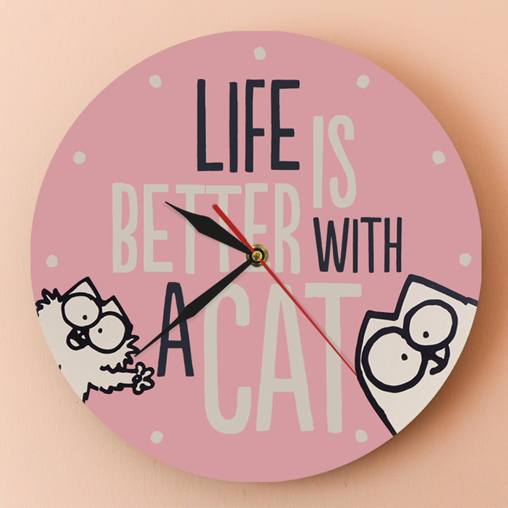 Pink Cat Clock
