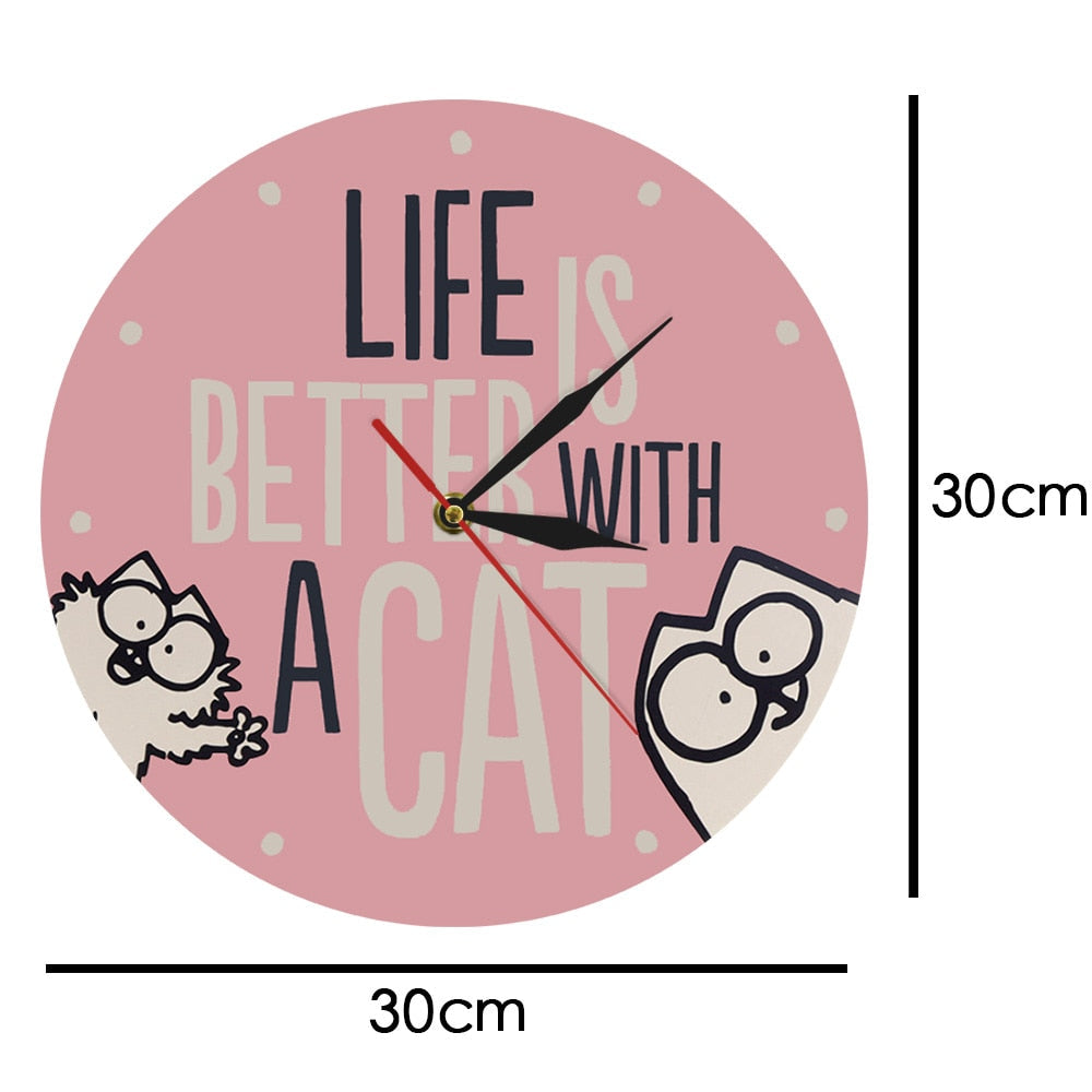 Pink Cat Clock
