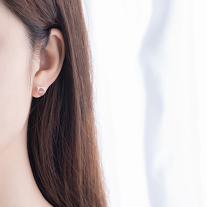 Pink Cat Eye Earrings - Cat earrings
