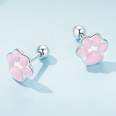Pink Cat Paw Earrings - Cat earrings