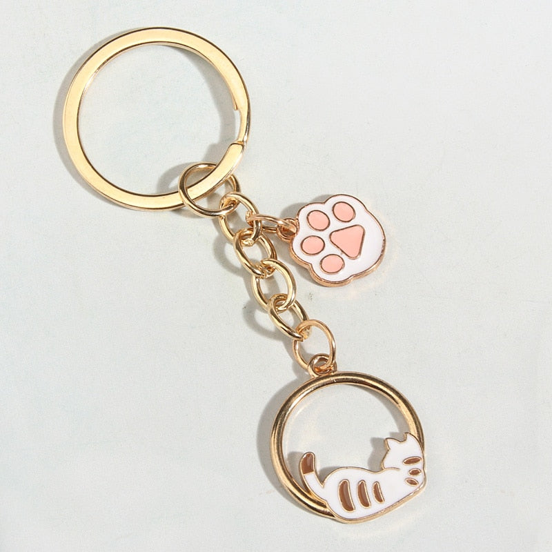 Pink Paw Cat Keychain - Cat Keychains