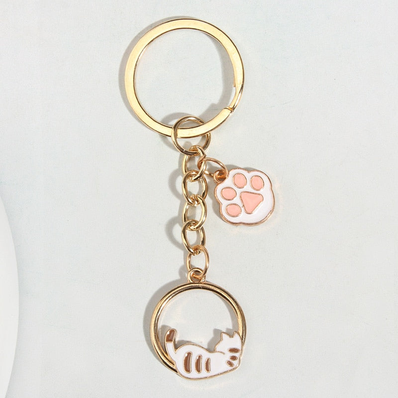 Pink Paw Cat Keychain - Cat Keychains