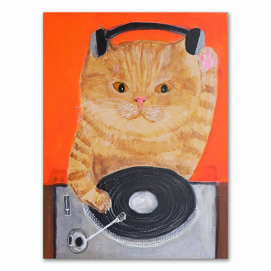 Posters of Cats - 10x15cm No Frame / DJ - Cat poster