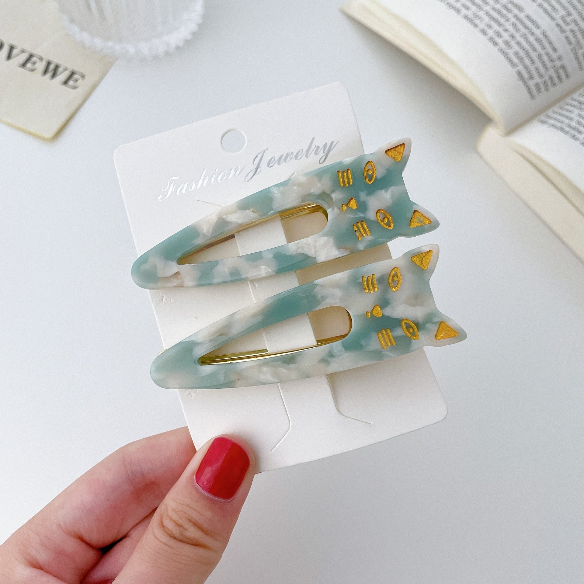 Pretty Cat Hair Clip - Aqua - Cat hair clips
