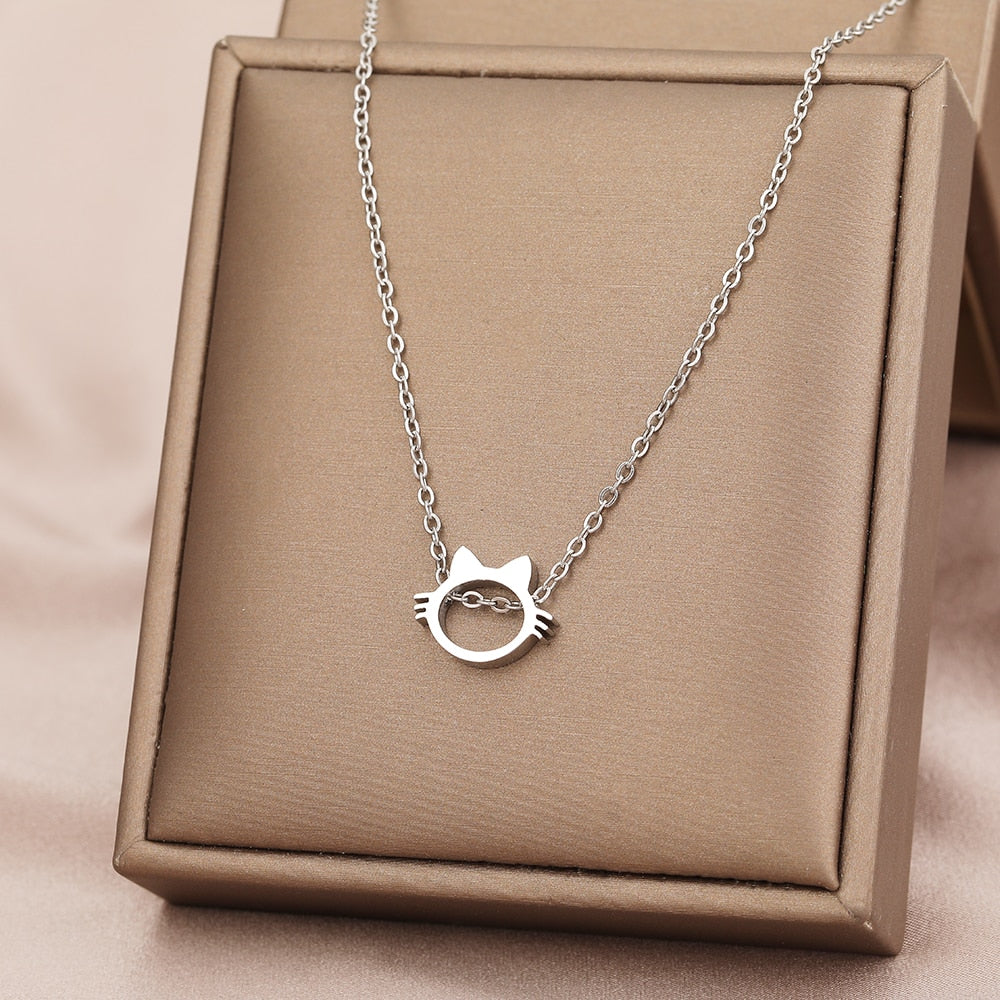 Purrfection Cat Necklace - Silver - Cat necklace